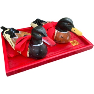 奠雁礼实木雕刻舒雁明制仪式对雁迎亲聘雁中式婚礼道具结发礼锦囊