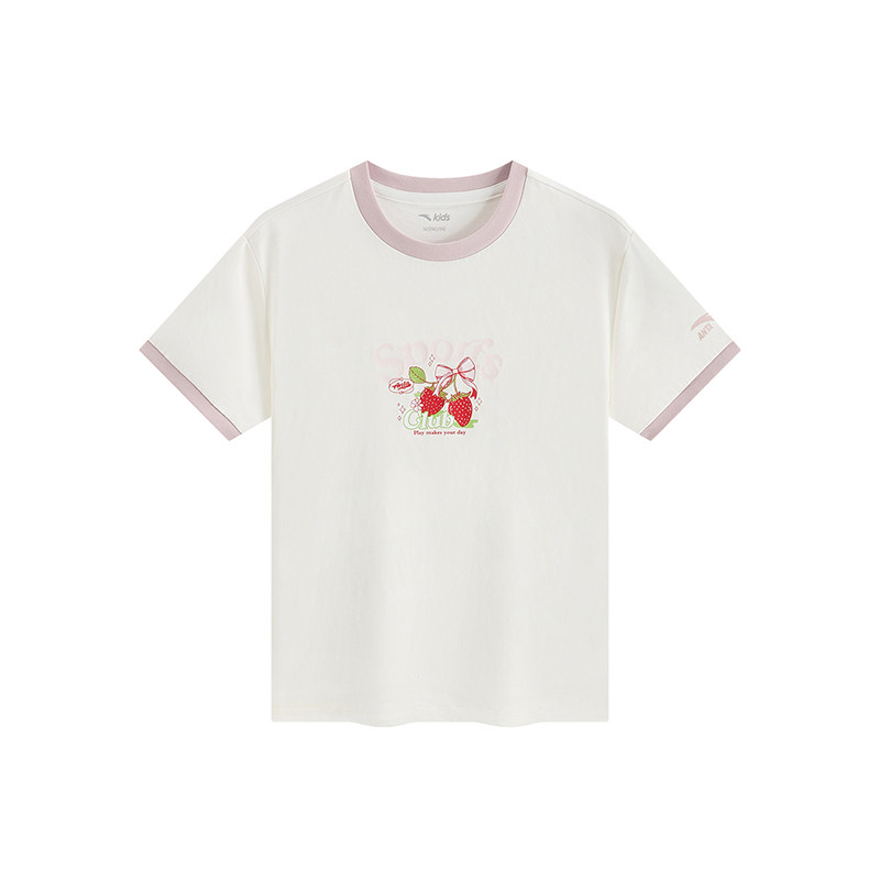 安踏儿童短袖女童2026年夏季新款透气小女孩体恤纯棉宝宝速干短T