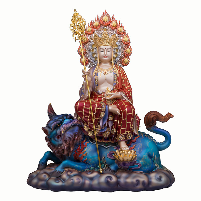 纯铜彩绘谛听地藏王佛像