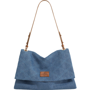 妙迪丹宁牛仔托特包春夏新款小众时尚慵懒感大容量通勤斜挎包包女