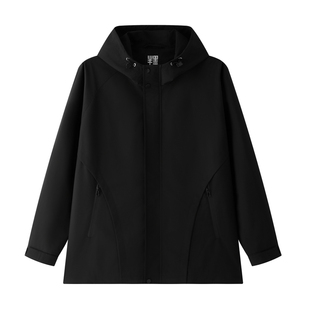 半墨大码男装三合一冲锋衣式外套男冬季新款防风防水宽松连帽夹克