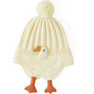 微狮牧尼婴儿帽子秋冬季外出男女宝宝护耳针织帽可爱保暖护囟门帽