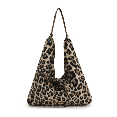 呢子豹纹大包包女秋季2024新款潮时尚韩国托特包休闲大容量腋下包