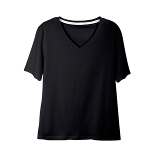 黑色V领T恤女装短袖宽松夏季纯棉打底衫正肩薄款上衣半袖体恤短款