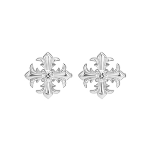 YGPN原创新款鸢尾花耳钉女S925纯银莫桑钻简约轻奢复古气质耳饰