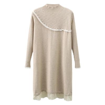 韩版H型针织钉珠连衣裙