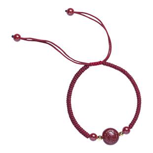 正品朱砂手串本命年红绳手链转运珠手绳男女款手工编织官方旗舰店