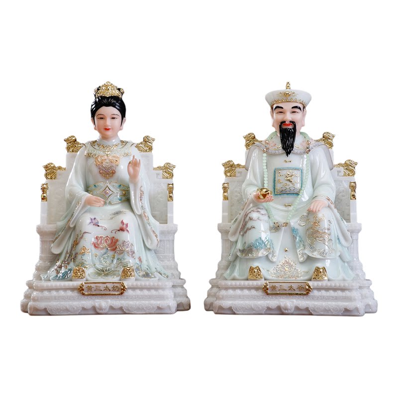 汉白玉彩绘四大家族神像家用供奉黄常蟒胡三太爷胡三太奶佛堂摆件