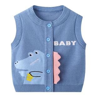 婴儿马甲秋冬男宝宝小背心针织开衫衣服坎肩婴幼儿毛衣男童春装