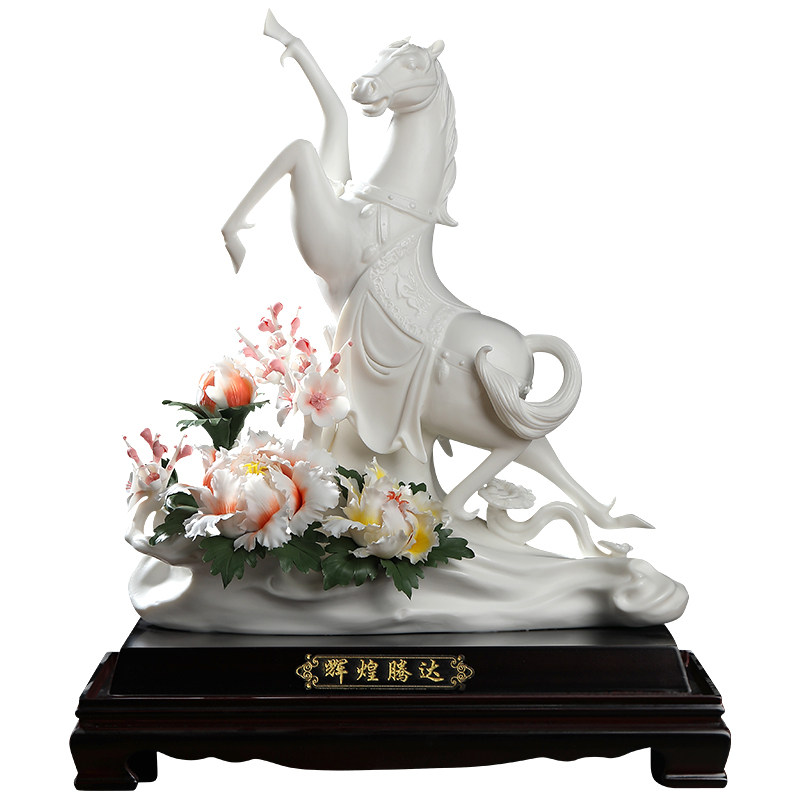 辉煌腾达|陶瓷马摆件定制祝福语
