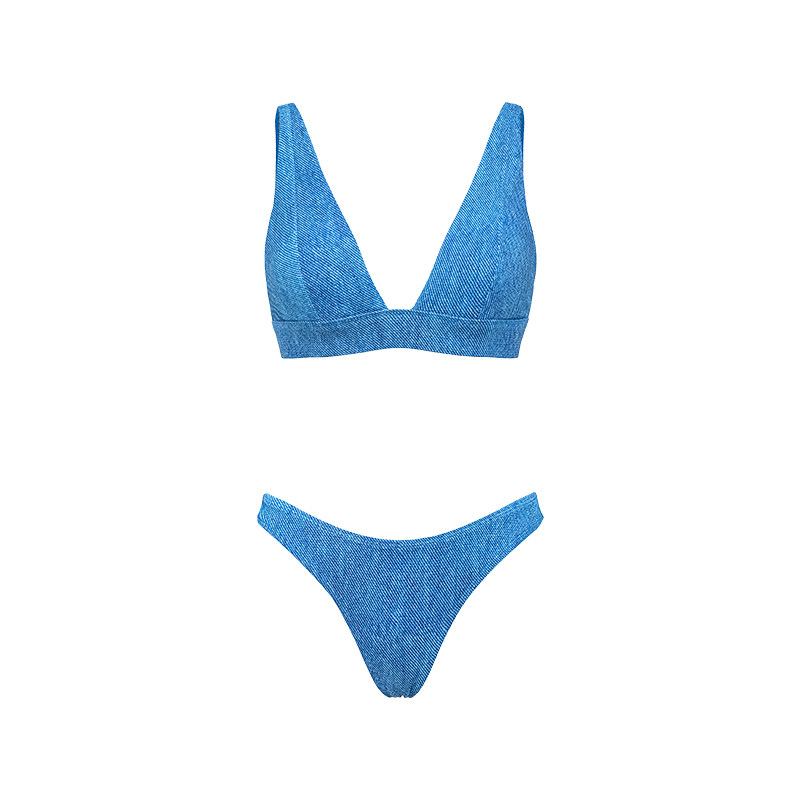 Yukariswim新款性感深V牛仔泳衣