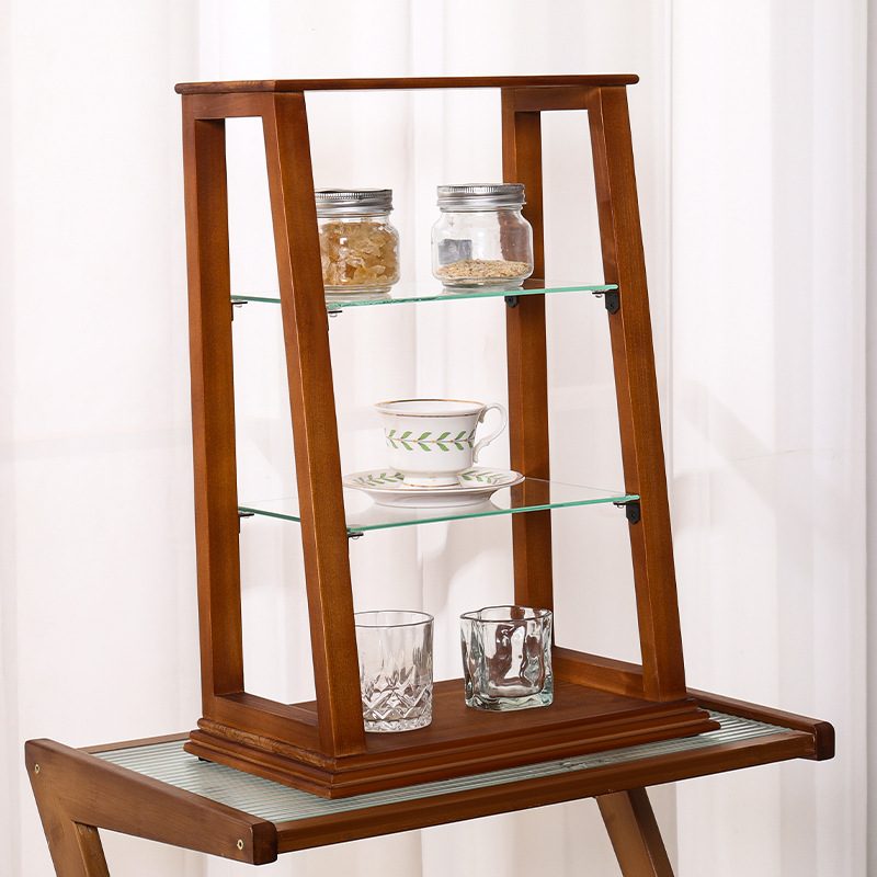 咖啡杯实木杯架中古卓多功能收纳陈列架木质上桌面置物架日式简约