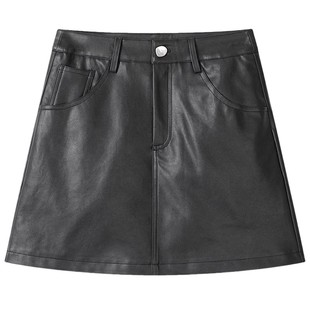 美拉德穿搭小皮裙PU皮半身裙女秋冬大码辣妹高腰显瘦包臀a字短裙