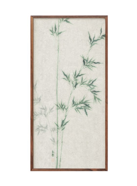 婳暖玄关侘寂风竹子挂画