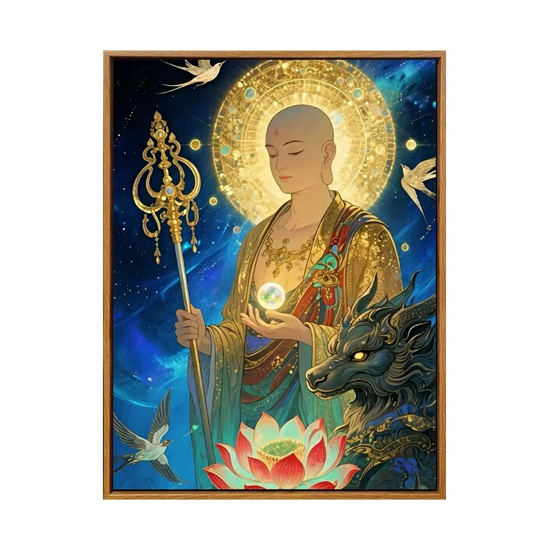 地藏王菩萨数字油画diy填充画画
