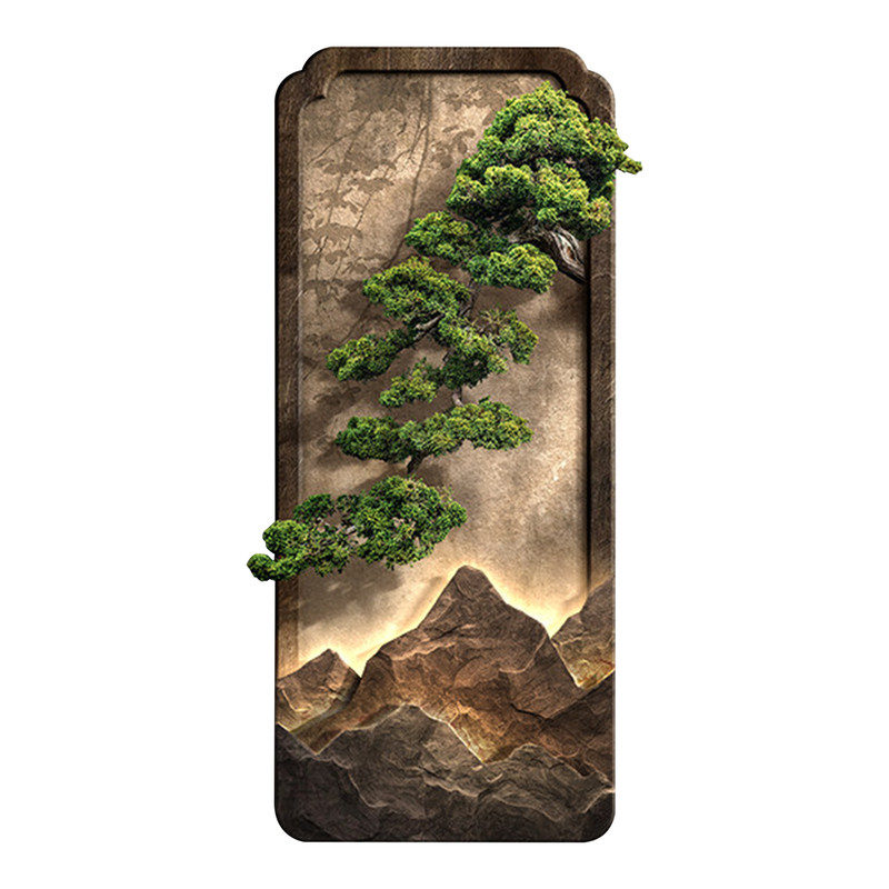 迎客松新中式玄关山水挂画
