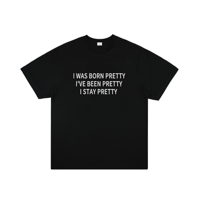I was born pretty 巅峰对决同款美式短袖heatedrivalry夏季纯棉t