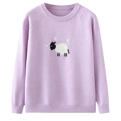 大码冬装可爱卡通小羊针织衫女