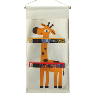 可爱卡通动物布艺墙壁挂式收纳挂袋幼儿园儿童房图书绘本整理书袋