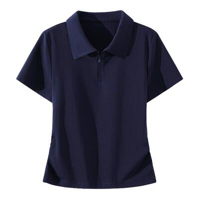 班尼路藏蓝色POLO衫短袖t恤女2026夏季新款正肩收腰修身运动上衣M