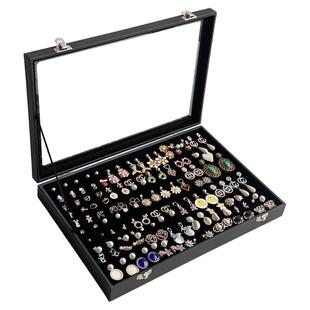 首饰收纳盒子耳钉耳环收纳耳夹大容量展示架项链饰品耳线耳饰防尘
