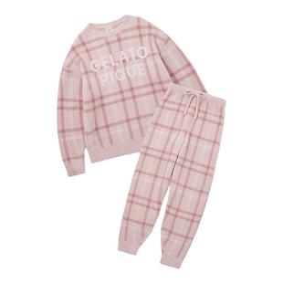 gelato pique秋冬女睡衣套装格纹套头衫长裤居家PWNT245187