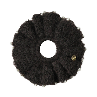 针织珍珠大肠发圈半扎发丸子头发饰2026新款高级感头圈发绳头绳