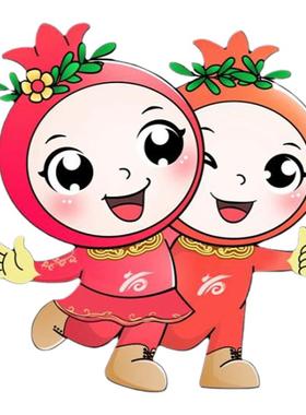 北海景区民族团结一家亲玻璃钢石榴娃娃树脂彩绘水果卡通公仔雕塑