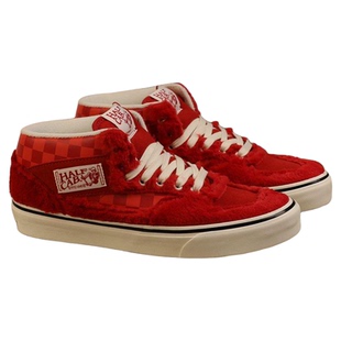 VANS 范斯 Half Cab 经典新年红绒毛棋盘格休闲板鞋VN000DZ3CIS