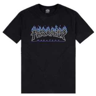 【超限定】Thrasher 新款幽灵紫火暗纹哥斯拉日文火焰Logo短袖T恤