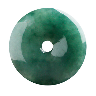 缅甸A货翡翠平安扣吊坠大件 男玉坠天然飘花玉石怀古圆扣玉佩送证