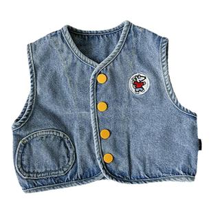婴儿童装网红男女童洋气马甲春秋季外出宝宝休闲百搭牛仔马甲外套