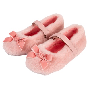 little winkaa女童冬季棉鞋2025新款加绒保暖舞蹈鞋小女孩毛毛鞋