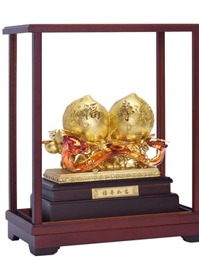 足金金箔寿桃如意长辈祝寿礼物