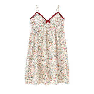 小碎花吊带睡裙女夏季薄款2025新款学生睡衣带胸垫可外穿性感夏天