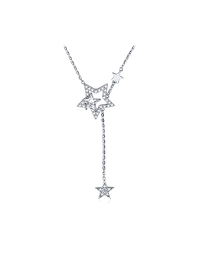 周六福星星项链女S925银链坠轻奢小众送女友圣诞礼物