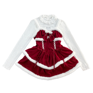 【圣诞节】御茶家 初雪告白 氛围感穿搭套装连衣裙子约会红色战袍