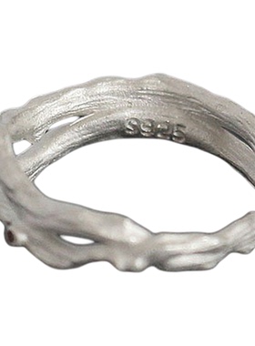 S925纯银双线高级不规则戒指