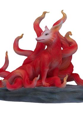 汉白玉祝福客厅玄关九尾狐摆件