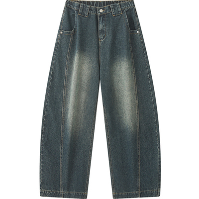 胖胖哥美式高街牛仔裤男款秋冬加厚加绒大码宽松男生直筒休闲裤子