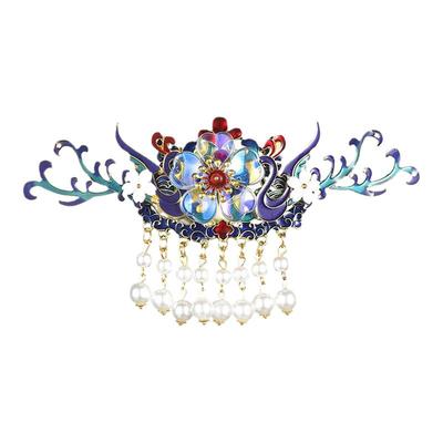 古风套装步摇发簪烧蓝明制头饰