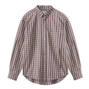 FERMENTEDSHIRT/26秋冬复古全棉色织渐变格纹宽松休闲衬衫