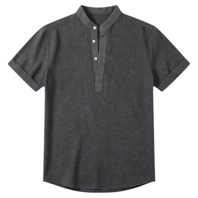 Casual stand up collar short sleeved top男士休闲立领短袖上衣