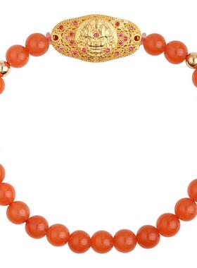 心斋堂南红玛瑙原创18K黄金手链