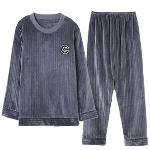 2025新款珊瑚绒睡衣男士冬季加厚加绒法兰绒秋冬款套头男款家居服