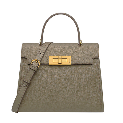 皮尔卡丹牛皮大象灰凯莉包女包