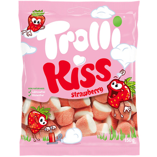 恋爱告白德国口力接吻糖kiss草莓味橡皮糖酸小虫零食混合水果软糖