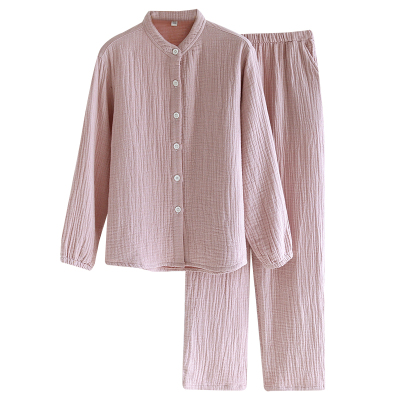 女士纯棉色织加厚四层纱布家居服