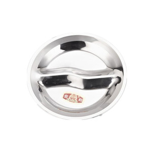 304幼儿园圆形不锈钢快餐盘学生餐具饺盘分隔两格三格分餐菜盘子