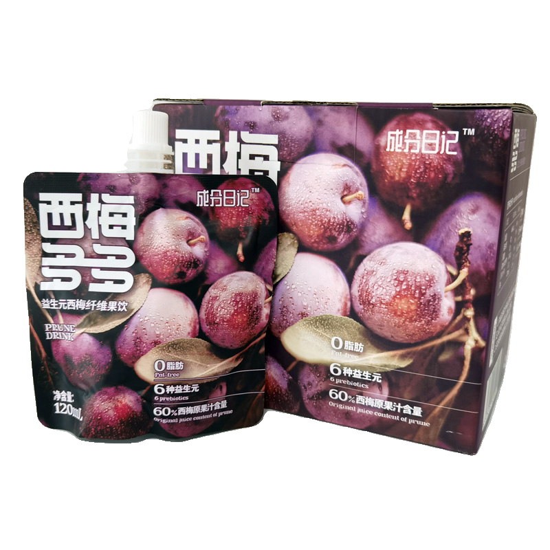 成分日记西梅汁西梅多多益生元大餐后的救星纤维果汁饮料120ml/袋
